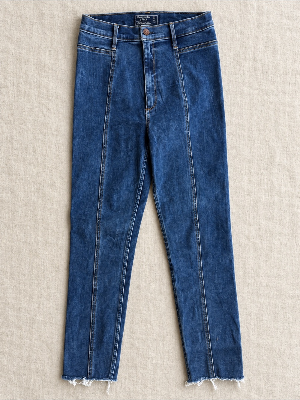 Abercrombie & Fitch Ultra High Rise Super Skinny Ankle Jeans Raw Hem Size 27